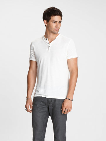 John Varvatos - The Short Sleeve Burnout Henley Tee