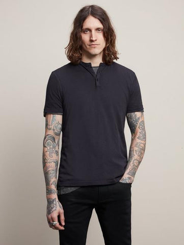 John Varvatos - The Short Sleeve Burnout Henley Tee