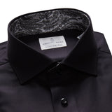 Black Textured Twill Dress Casual Dress Shirt
