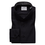 Black Textured Twill Dress Casual Dress Shirt
