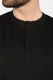 Stretch Henley Short Sleeve in Black - 7 Downie St.®