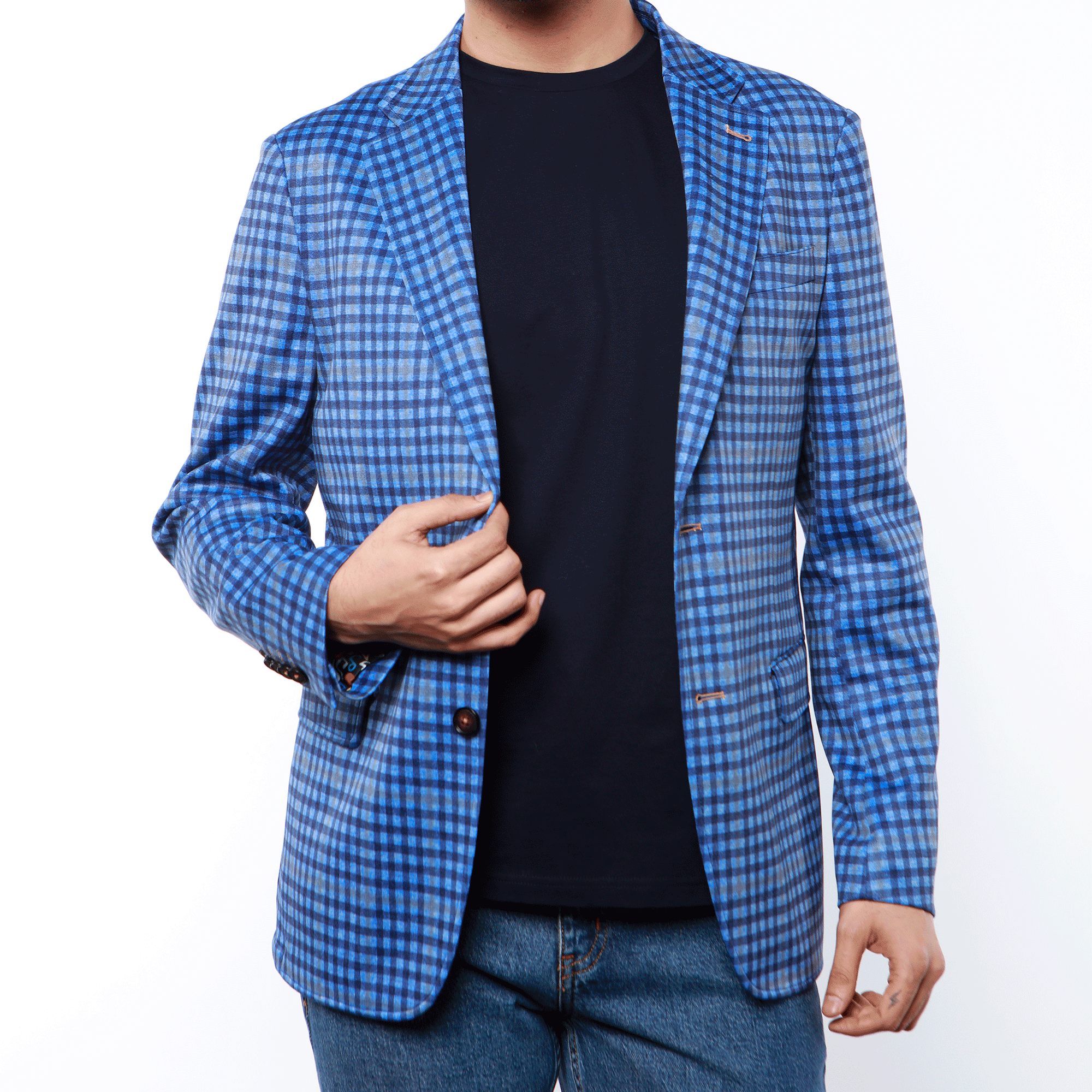 Finley Blue Plaid Stretch Blazer - 7 Downie St.®