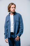 Blue Stretch Twill Overshirt - KB 8