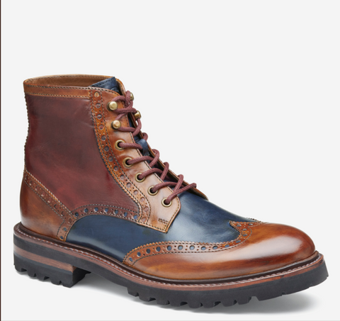 Leather wingtip boots sales