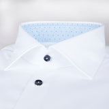 Stenstroms White Fitted Body Shirt With Contrast