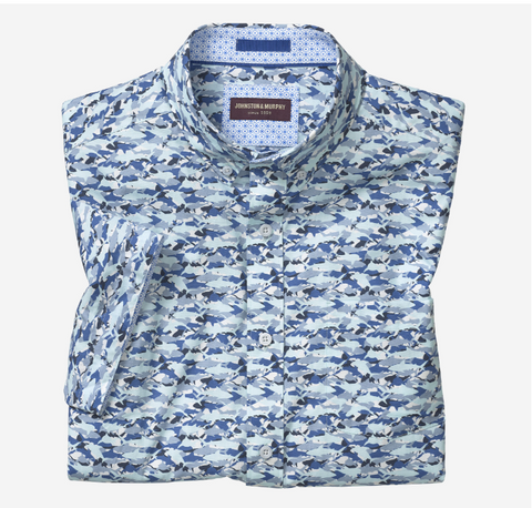 Johnston & Murphy - Printed Cotton Short-Sleeve Shirt