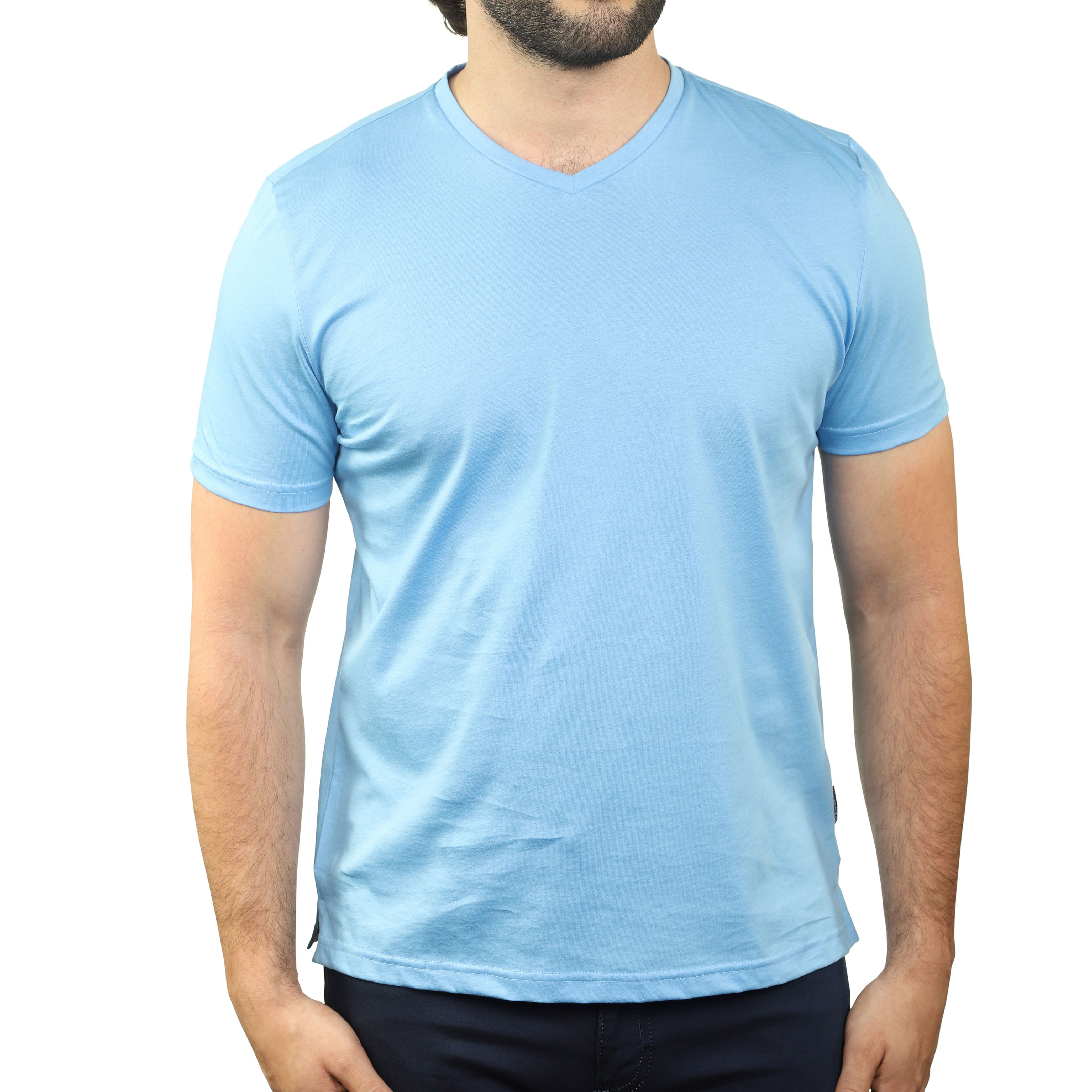 7 Downie St. - Aqua Mercerized Cotton V-Neck T-Shirt