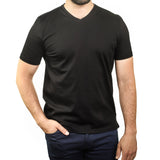 Black Mercerized Cotton V-Neck T-Shirt - 7 Downie St.®