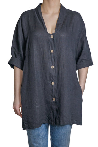 Pure by Eternelle - V-neck shaped tunic shirt Black