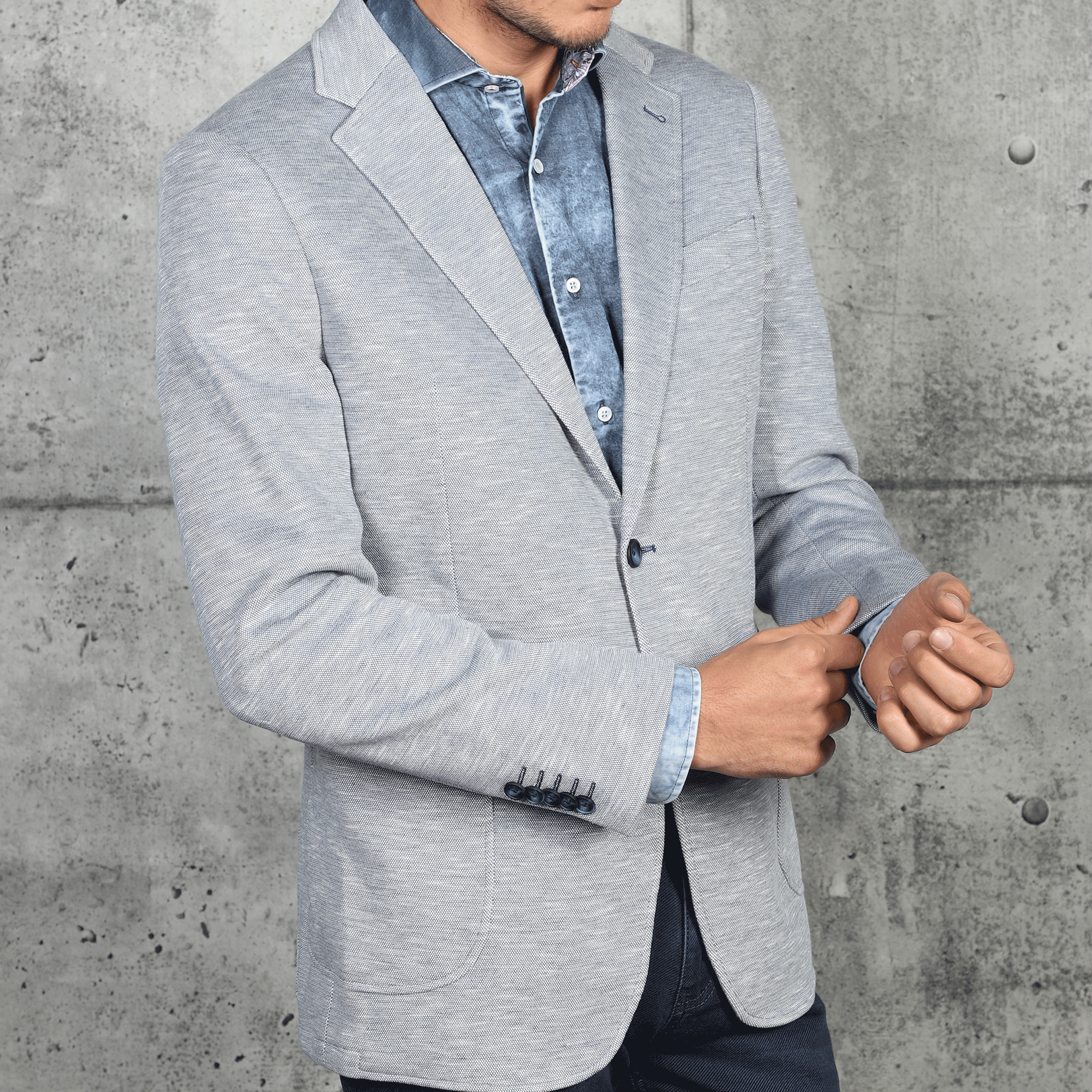Jackson Light Blue Knit Blazer - 7 Downie St.®