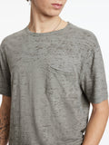 John Varvatos - Cooper Slub Cotton Crew With Distress Screen