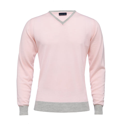 Emanuel Berg - Light Gauge Soft Pink V-Neck Sweater