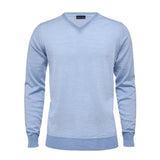 Emanuel Berg - Light Gauge Soft Blue V-Neck Sweater