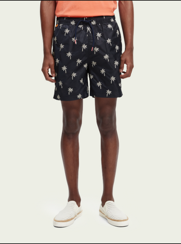 Scotch & Soda - Mid-length embroidered swim shorts