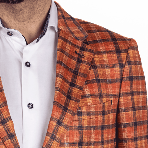 Titan Orange Plaid Knit Blazer - 7 Downie St.®