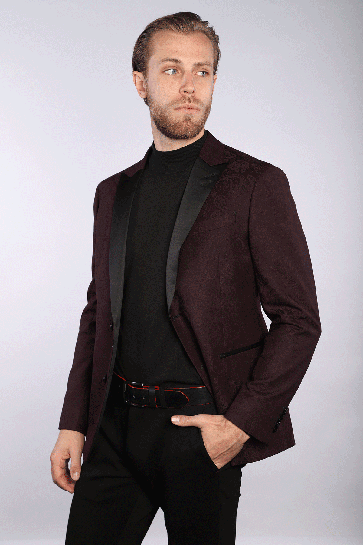 7 Downie St. Joey Burgundy Paisley Tuxedo Jacket