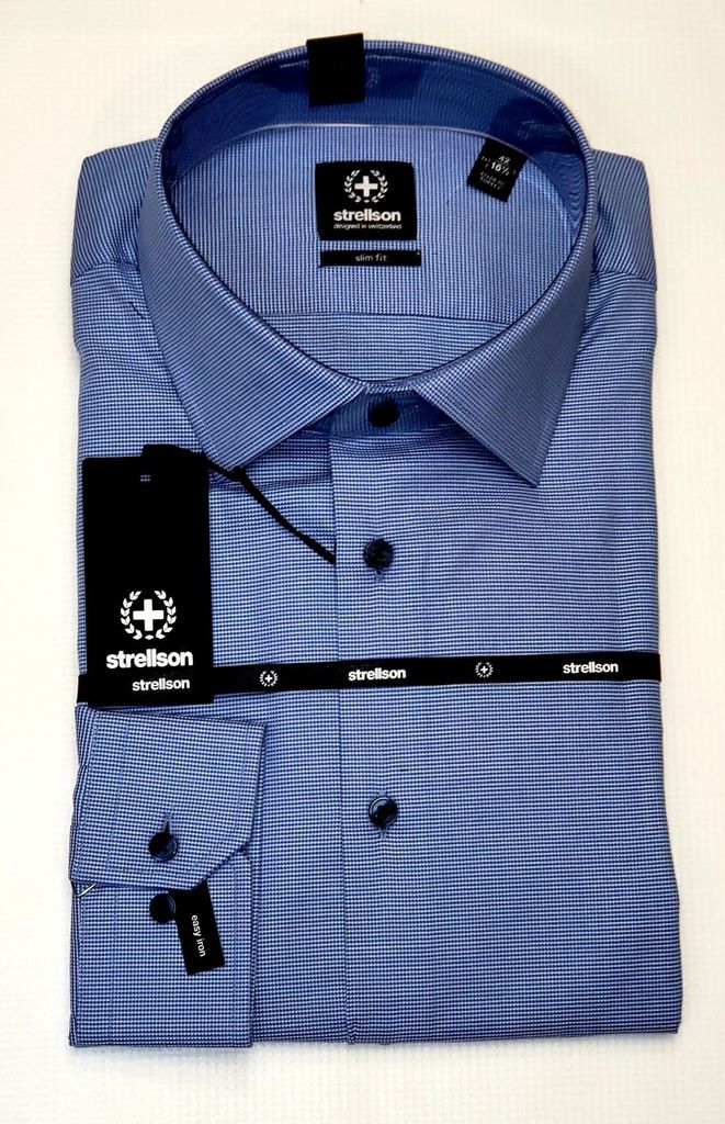 Jaar Van Grommen Strellson - Blue Pattern Slim Fit Dress Shirt – Reg Wilkinson's Men's Wear