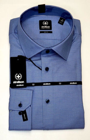 Strellson - Blue Pattern Slim Fit Dress Shirt